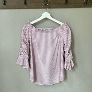 White House Black Market (WHBM) Striped 3/4 Sleeve Shirt